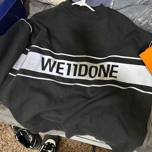 WE11DONE Crewneck, Black & Reflective Black Sweater